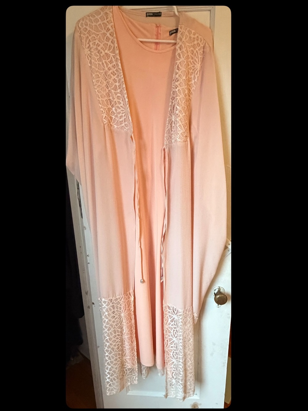 City Streets Peach Lace Trim Kimono Robe